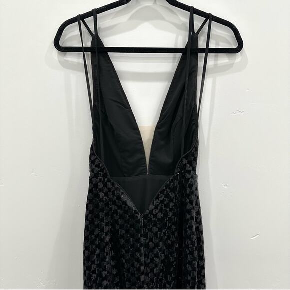 Michael Costello x Revolve Emmanuella Black Sequin Gown With Front Slit. - Picture 12 of 12